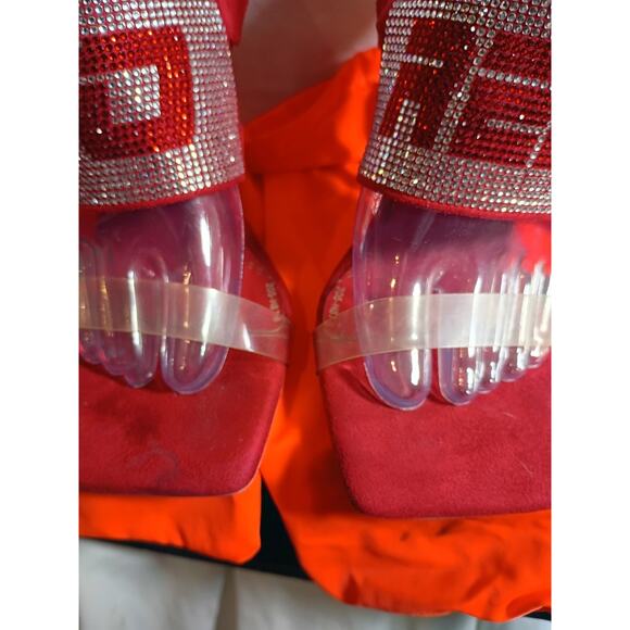 So real Heels Siler Rhinestone 6 Bling Logo Disco - Picture 4 of 14